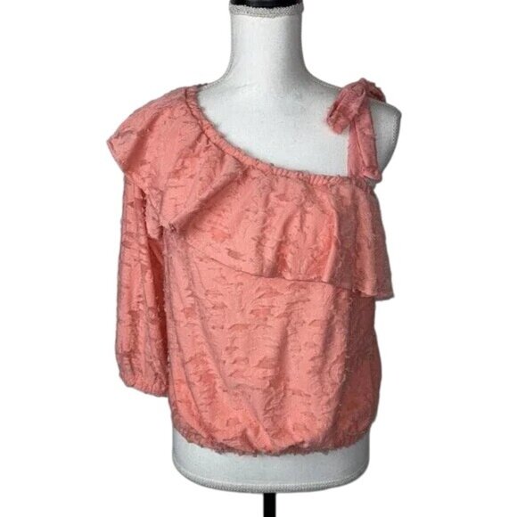 XXL top LC Lauren Conrad top asymmetrical ruffle one shoulder 3/4 sleeve - Picture 1 of 6